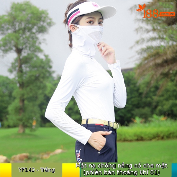 Áo chống nắng nữ dáng dài tay lỡ có mũ che mặt — YF142 màu trắng, YF142 màu hồng, YF142 màu xanh lam