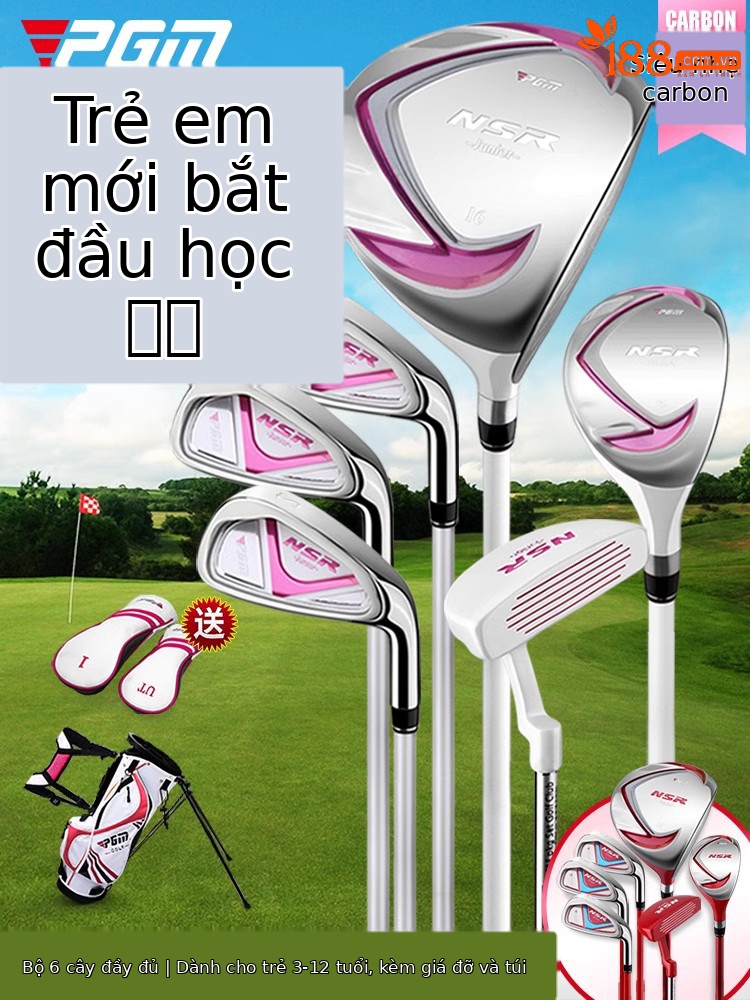 Bộ gậy golf trẻ em PGM 6 món cho người mới bắt đầu, phiên bản nhẹ, phù hợp chiều cao 95–155 cm — JRTG006 xanh lam [95-115cm], JRTG006 xanh lam [115-135cm], JRTG006 xanh lam [135-155cm], JRTG006 đen cam [95-115cm]