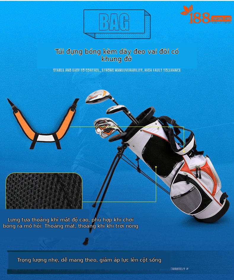Bộ gậy golf trẻ em PGM 6 món cho người mới bắt đầu, phiên bản nhẹ, phù hợp chiều cao 95–155 cm — JRTG006 xanh lam [95-115cm], JRTG006 xanh lam [115-135cm], JRTG006 xanh lam [135-155cm], JRTG006 đen cam [95-115cm] chi tiết 19