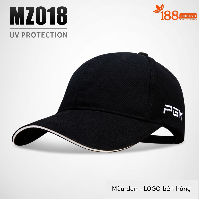 Mũ lưỡi trai golf PGM unisex chống nắng thể thao — MZ018 đen (thêu logo bên), MZ018 đen (thêu logo mặt trước), MZ018 trắng (thêu logo bên), MZ018 trắng (thêu logo mặt trước)