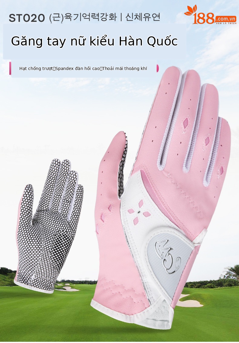 Găng tay golf nữ PGM da PU chống trượt một đôi — Màu xanh lam chi tiết 2