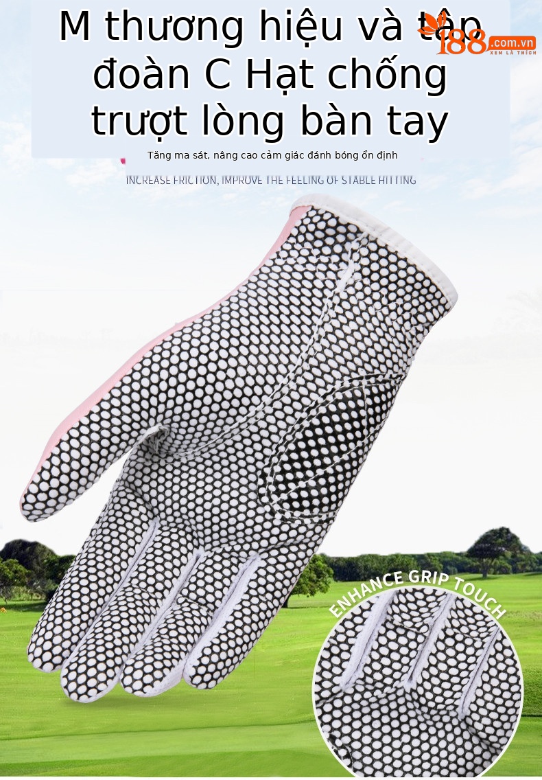 Găng tay golf nữ PGM da PU chống trượt một đôi — Màu xanh lam chi tiết 3