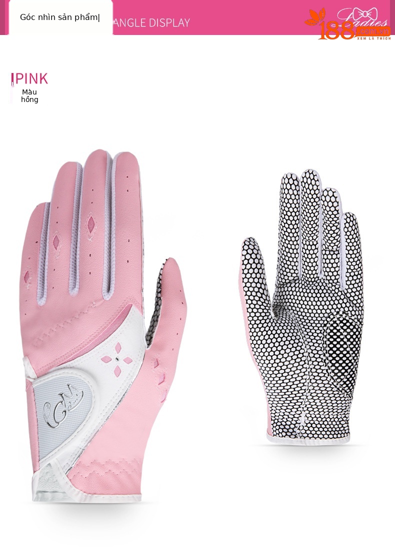 Găng tay golf nữ PGM da PU chống trượt một đôi — Màu xanh lam chi tiết 19