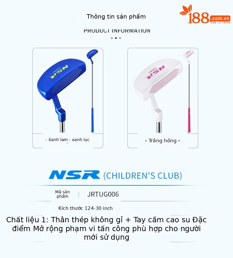 Gậy đánh golf trẻ em PGM thương hiệu thể thao — Trắng hồng (95-115cm), Trắng hồng (115-135cm), Trắng hồng (135-155cm), Xanh lam (95-115cm) chi tiết 16
