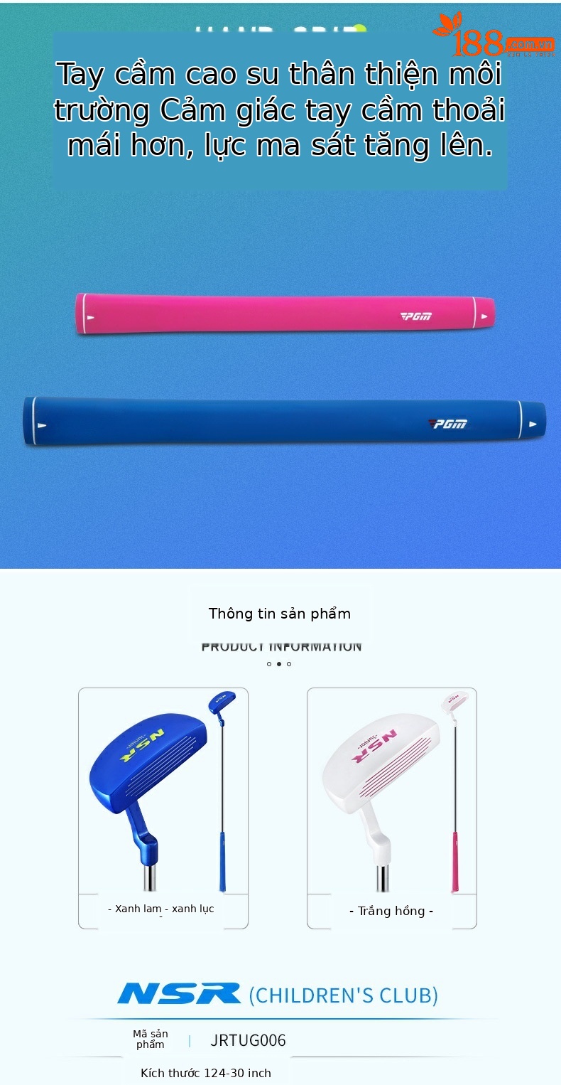 Gậy đánh golf trẻ em PGM thương hiệu thể thao — Trắng hồng (95-115cm), Trắng hồng (115-135cm), Trắng hồng (135-155cm), Xanh lam (95-115cm) chi tiết 6