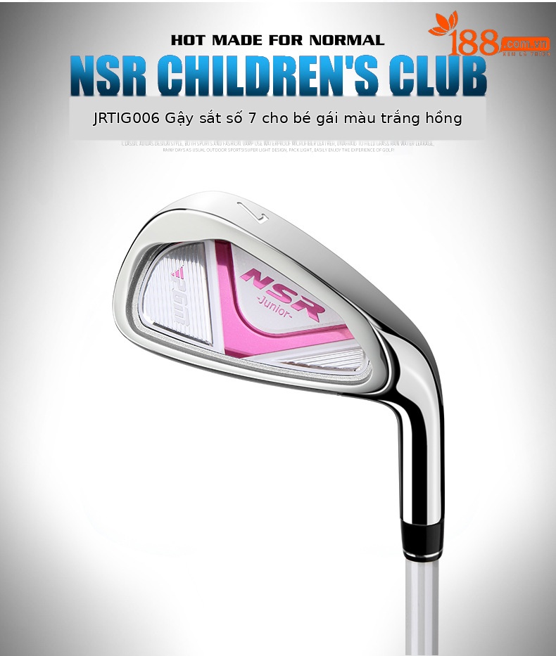 Gậy golf trẻ em PGM NSR Junior gậy sắt 7, thép không gỉ, tay carbon nhẹ — Trắng hồng (95-115cm), Trắng hồng (115-135cm), Trắng hồng (135-155cm), Xanh lam (95-115cm) chi tiết 11