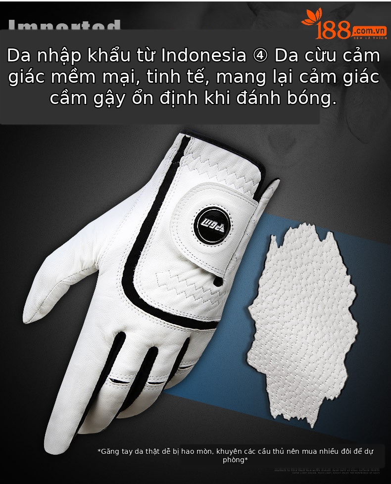 Găng tay golf PGM da cừu thoáng khí chống trượt (bán lẻ từng chiếc) — Cỡ 22 chi tiết 2