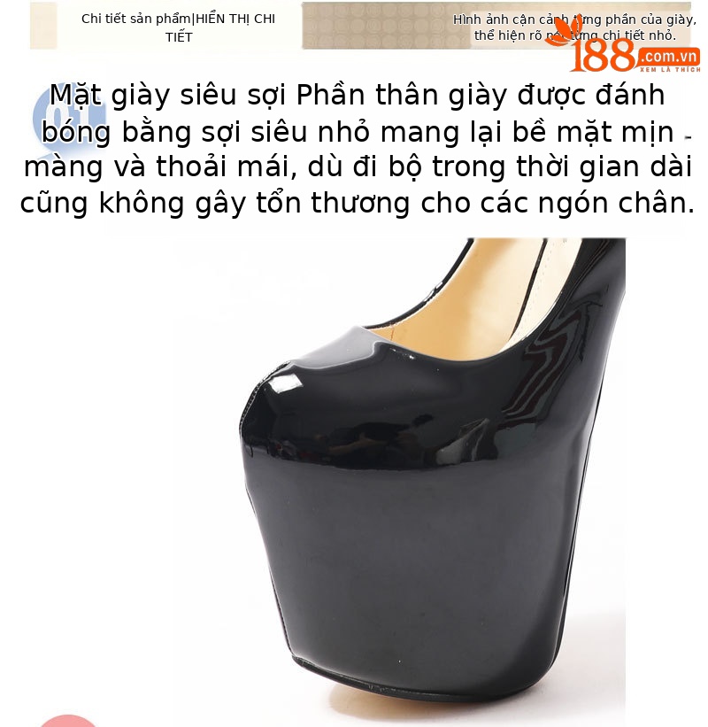 Giày sneaker nữ đế dày chống thấm nước, phong cách hộp đêm, size lớn đến 48 — Màu đen chi tiết 3