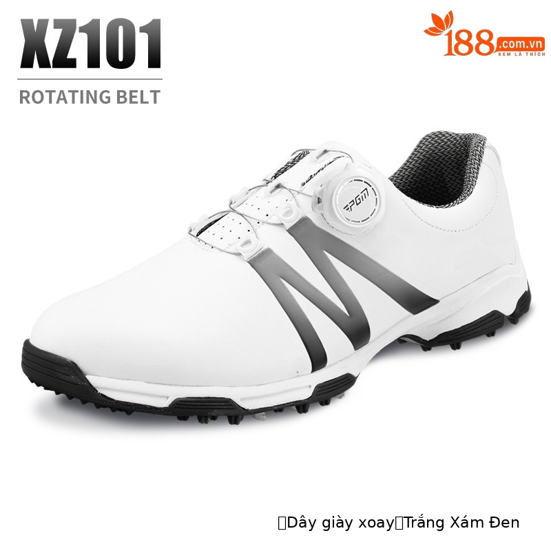 Giày golf nam PGM dây xoay chống nước thoáng khí đế chống trượt — Xz101 trắng xám đen, Xz101 Trắng Đỏ Đen, Xz101 trắng xanh đen