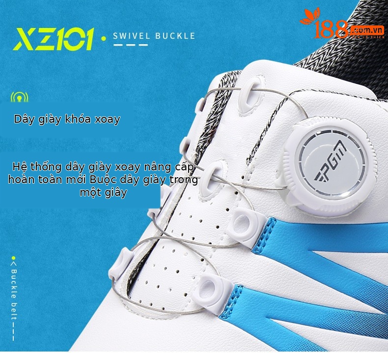 Giày golf nam PGM dây xoay chống nước thoáng khí đế chống trượt — Xz101 trắng xám đen, Xz101 Trắng Đỏ Đen, Xz101 trắng xanh đen chi tiết 4
