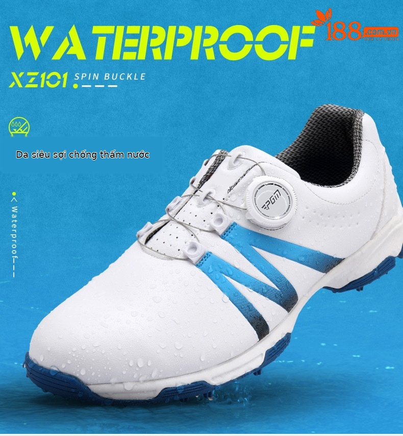 Giày golf nam PGM dây xoay chống nước thoáng khí đế chống trượt — Xz101 trắng xám đen, Xz101 Trắng Đỏ Đen, Xz101 trắng xanh đen chi tiết 6