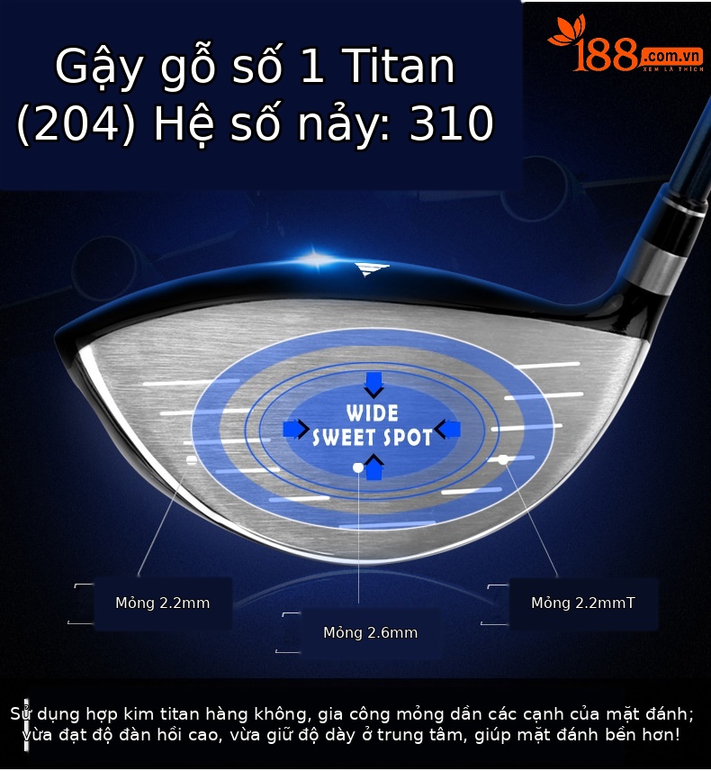 Gậy đánh golf PGM số 1 gỗ titan cho người mới bắt đầu, tay trái/phải — MG025 màu xanh đen số 1 gỗ lớp S, MG025 màu xanh đen số 1 gỗ R cấp, Bao Thanh, MG025 gỗ 3 đen xanh cấp S chi tiết 4