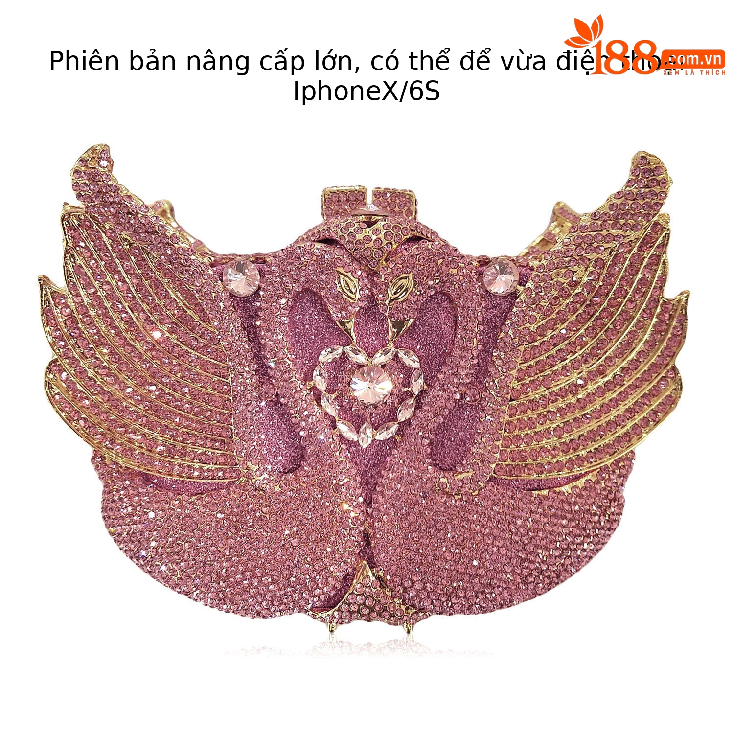 Túi clutch nữ đính kim cương thiên nga cỡ lớn dự tiệc — Màu đen, Màu hồng, Ảnh tùy chỉnh được Cá nhân hóa, Bảy màu vàng kim