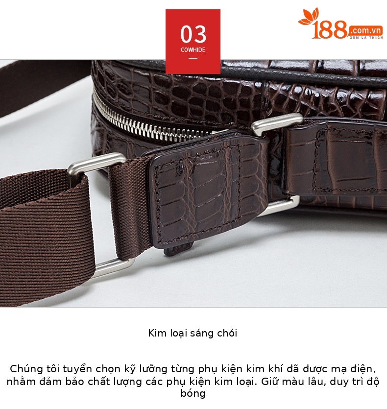 Túi đeo chéo nam da bò vuông dọc phong cách công sở mới chi tiết 6