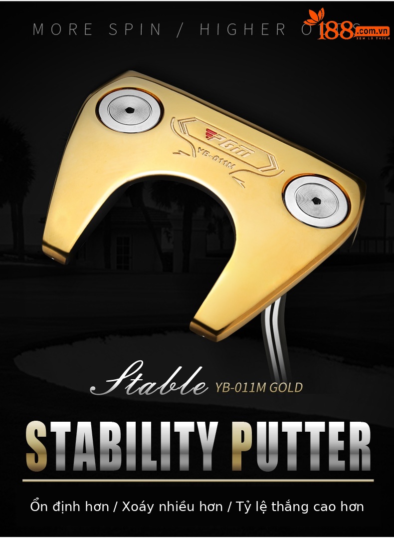 Gậy đánh gôn PGM dạng putter trọng tâm thấp, tay cầm PU lớn, thân inox không mối nối — TUG024 Vàng, TUG024 màu xanh lam chi tiết 2