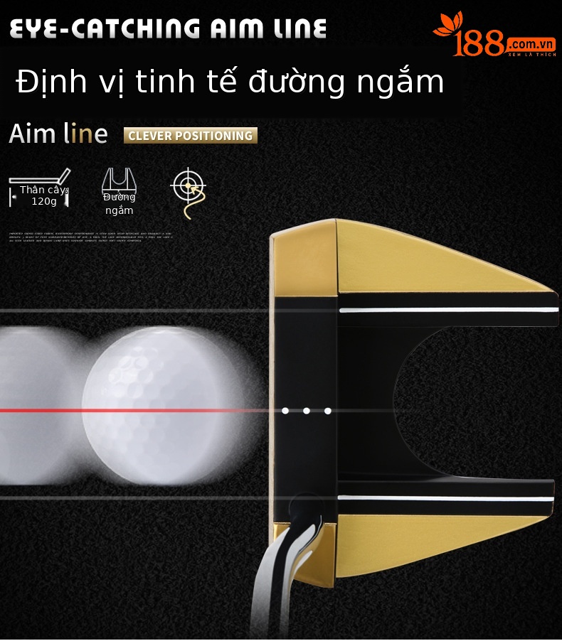 Gậy đánh gôn PGM dạng putter trọng tâm thấp, tay cầm PU lớn, thân inox không mối nối — TUG024 Vàng, TUG024 màu xanh lam chi tiết 3