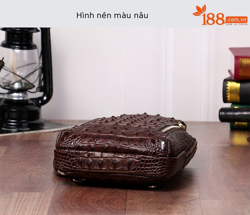 Túi đeo chéo nam họa tiết cá sấu phong cách Hàn Quốc da bò thật chi tiết 10