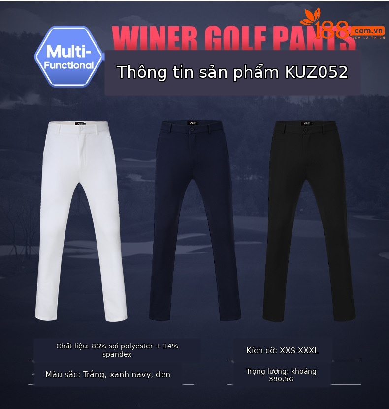 Quần thể thao nam chống nước co giãn cao PGM KUZ052 — KUZ052 màu đen chi tiết 3