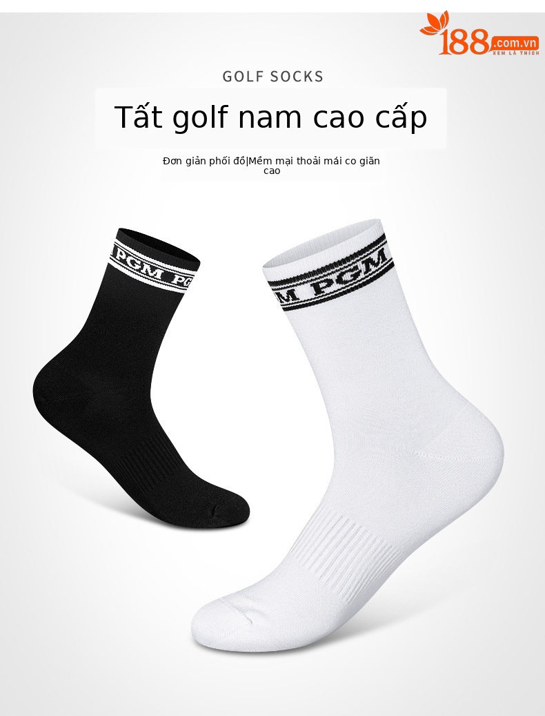 Tất golf PGM ống ngắn thể thao nam thấm mồ hôi thoáng khí xuân hè — WZ006 màu trắng, WZ006 màu đen, WZ019-màu trắng, WZ019-Màu đen chi tiết 2