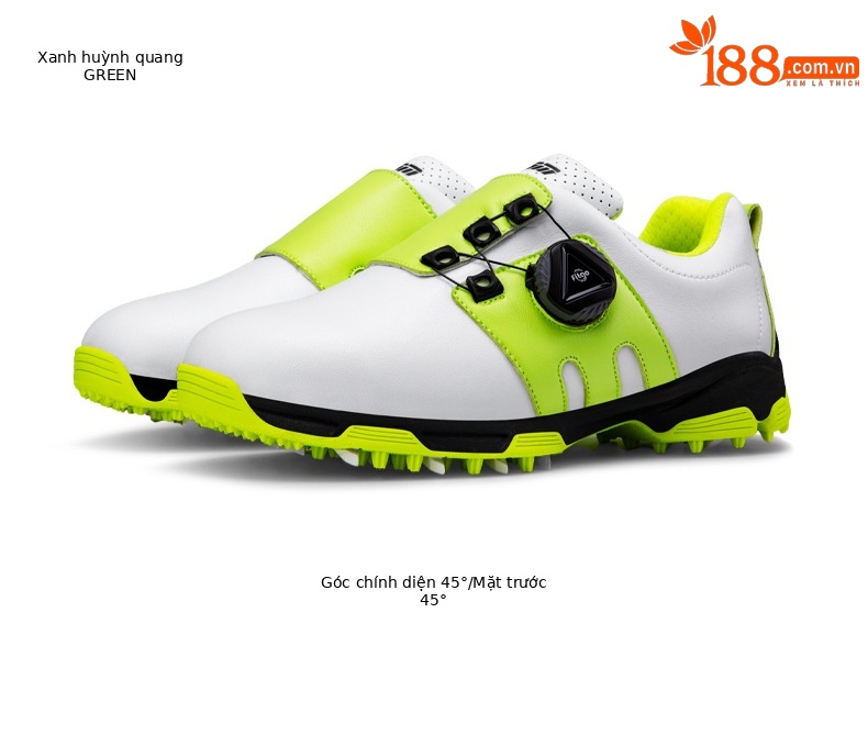 Giày golf trẻ em PGM thoáng khí chống trượt, dây giày xoay nút, đế EVA nhẹ — XZ099 bột trắng B, XZ099 Trắng Xanh lục huỳnh quang chi tiết 18