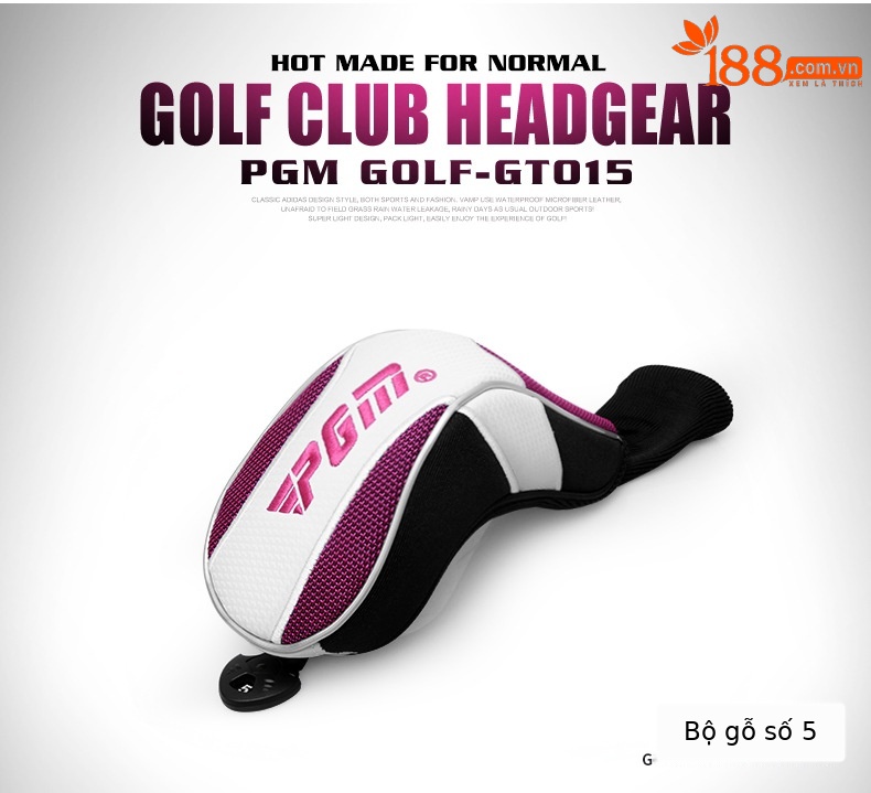 Bộ bọc đầu gậy golf nữ PGM – bọc gậy gỗ, gậy sắt và gậy đẩy — GT015 (mũ đội đầu bằng gỗ số 1), GT015 (mũ đội đầu bằng gỗ số Ba), GT015 (mũ đội đầu bằng gỗ số 5), GT015 (đầu gậy sắt) chi tiết 6