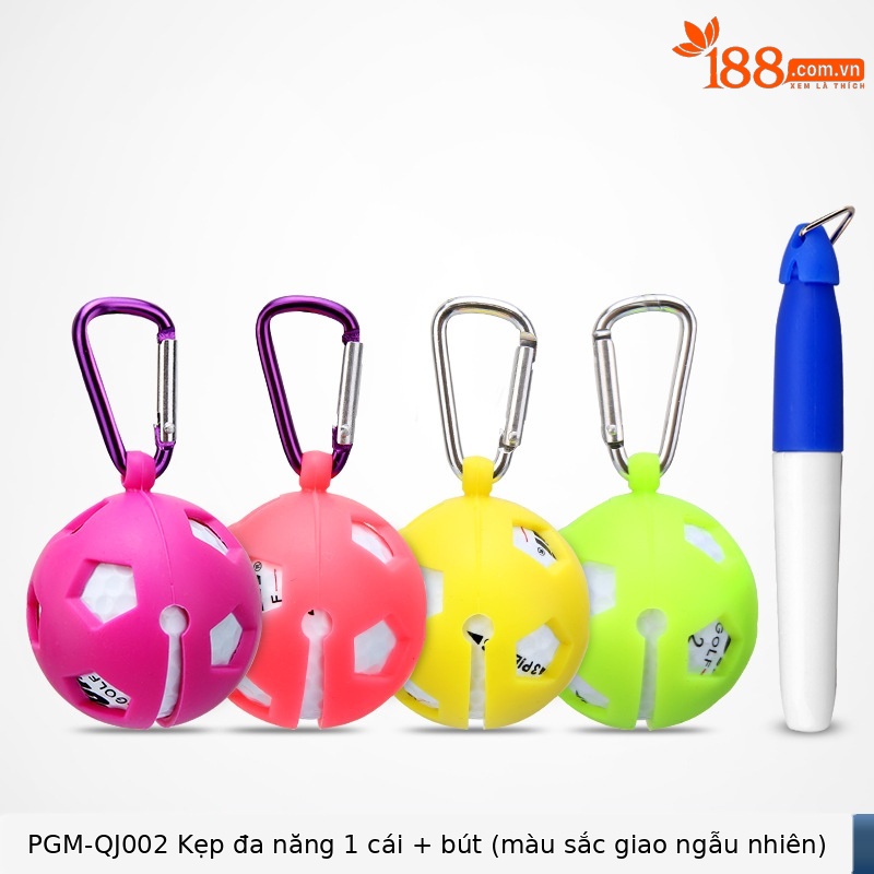 Kẹp bóng golf silicon PGM kèm bút đánh dấu (một bóng / hai bóng) — Kẹp bóng silicon bút đơn (màu ngẫu nhiên), Bút bi đôi kẹp Bóng Silicon (Màu ngẫu nhiên)