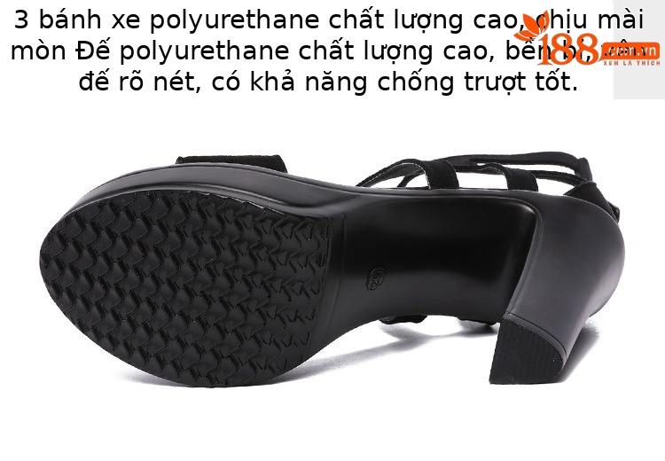 Sandal cao gót nữ mũi hở gót thô đế platform phong cách La Mã — Màu xám viền hoa 10cm, Màu đen, Màu đen viền hoa 10cm, Màu đen viền hoa 13cm chi tiết 5