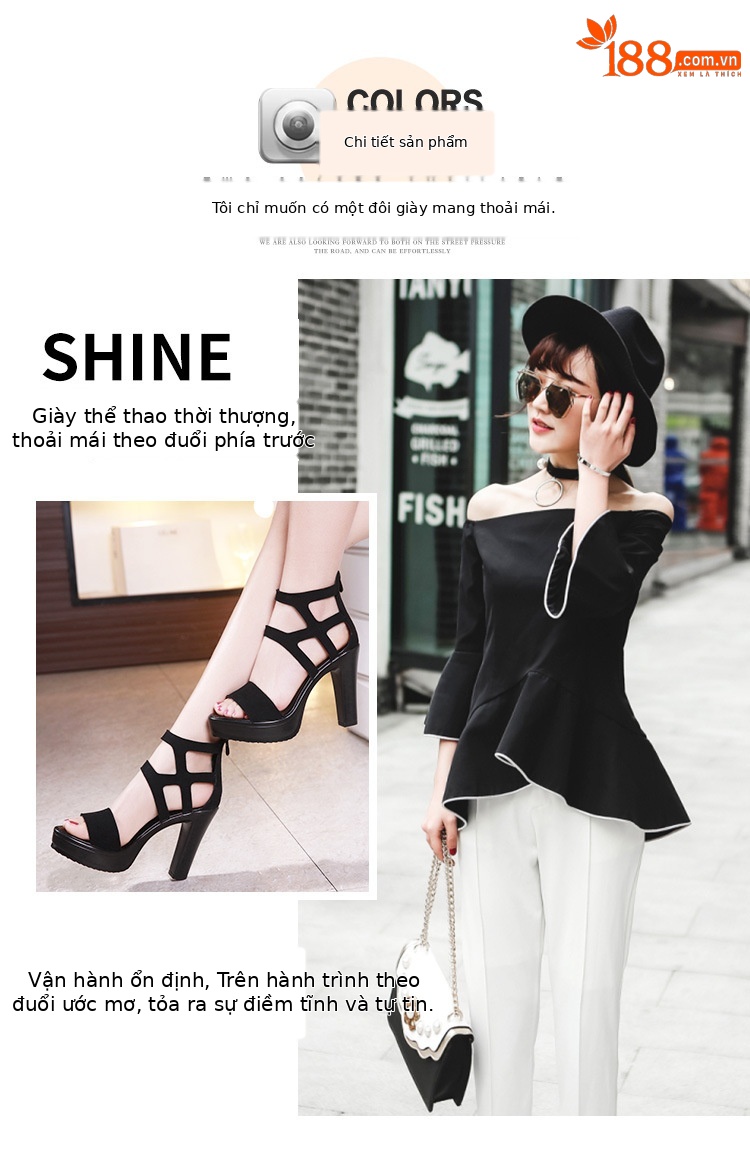 Sandal cao gót nữ mũi hở gót thô đế platform phong cách La Mã — Màu xám viền hoa 10cm, Màu đen, Màu đen viền hoa 10cm, Màu đen viền hoa 13cm chi tiết 3