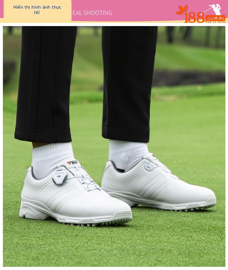 Giày golf nữ PGM chống nước khóa vặn dây đế foam — XZ115 màu đen, XZ115 toàn màu trắng, XZ115 trắng hồng chi tiết 7