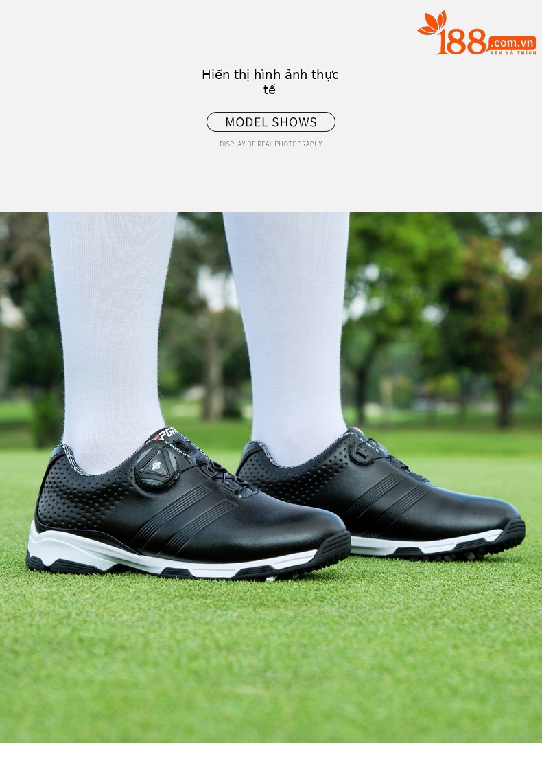 Giày golf nữ PGM chống nước khóa vặn dây đế foam — XZ115 màu đen, XZ115 toàn màu trắng, XZ115 trắng hồng chi tiết 10