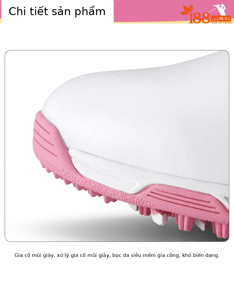 Giày golf nữ PGM chống nước khóa vặn dây đế foam — XZ115 màu đen, XZ115 toàn màu trắng, XZ115 trắng hồng chi tiết 22