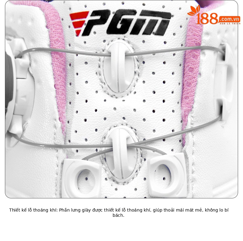 Giày golf nữ PGM chống nước khóa vặn dây đế foam — XZ115 màu đen, XZ115 toàn màu trắng, XZ115 trắng hồng chi tiết 23