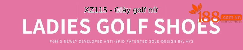 Giày golf nữ PGM chống nước khóa vặn dây đế foam — XZ115 màu đen, XZ115 toàn màu trắng, XZ115 trắng hồng chi tiết 25