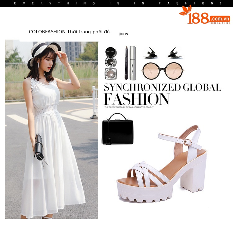 Sandal cao gót nữ kiểu Qipao đế xuồng platform gót dày 10 cm — Màu đen 10cm, Màu trắng 10cm, Màu đen 8cm, Trắng 8cm chi tiết 1