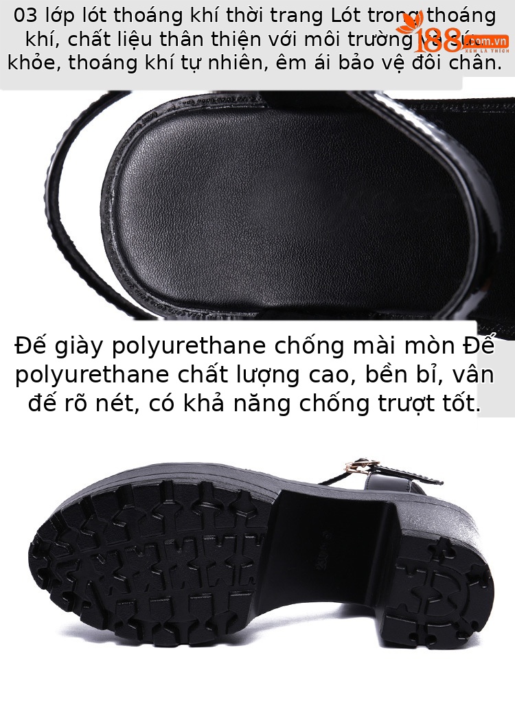 Sandal cao gót nữ kiểu Qipao đế xuồng platform gót dày 10 cm — Màu đen 10cm, Màu trắng 10cm, Màu đen 8cm, Trắng 8cm chi tiết 7
