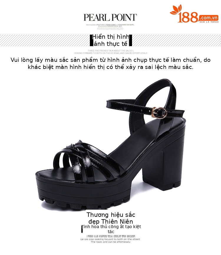 Sandal cao gót nữ kiểu Qipao đế xuồng platform gót dày 10 cm — Màu đen 10cm, Màu trắng 10cm, Màu đen 8cm, Trắng 8cm chi tiết 14
