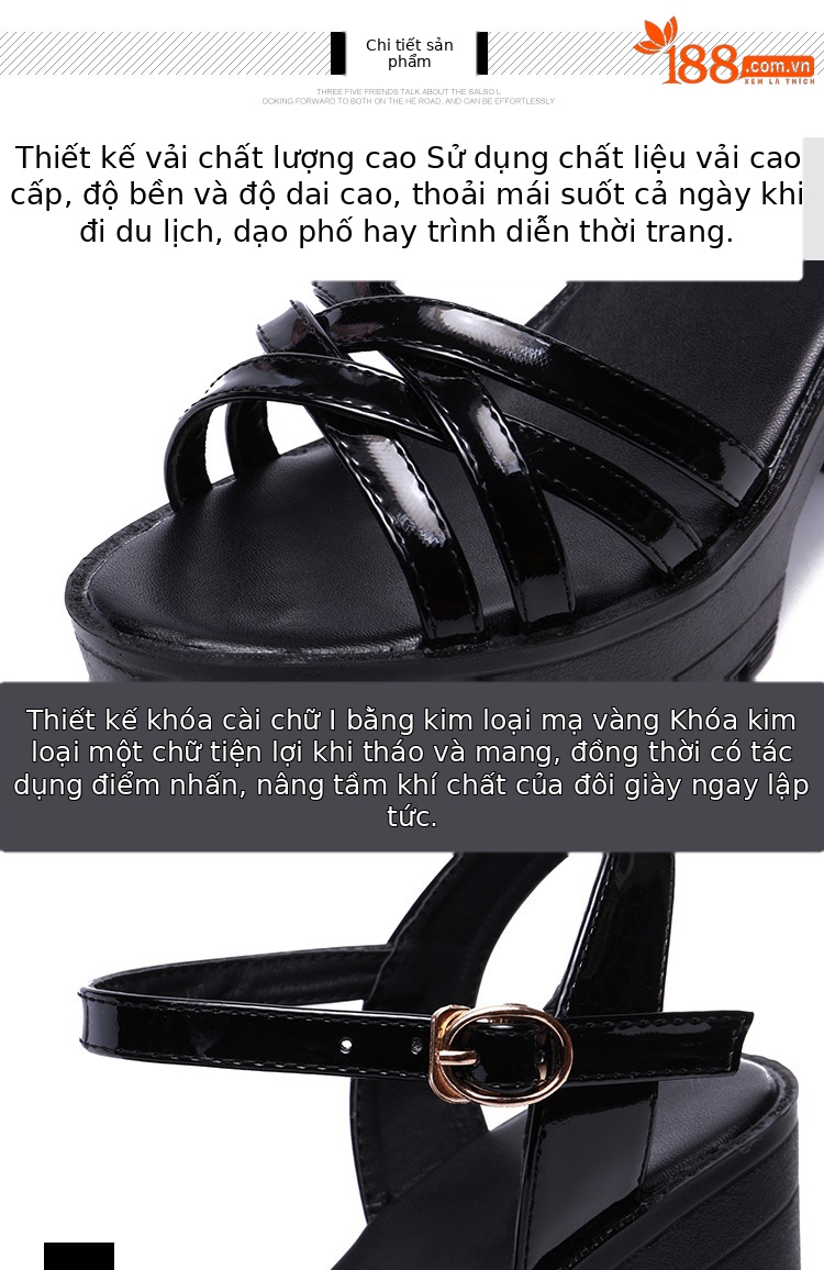 Sandal cao gót nữ kiểu Qipao đế xuồng platform gót dày 10 cm — Màu đen 10cm, Màu trắng 10cm, Màu đen 8cm, Trắng 8cm chi tiết 6