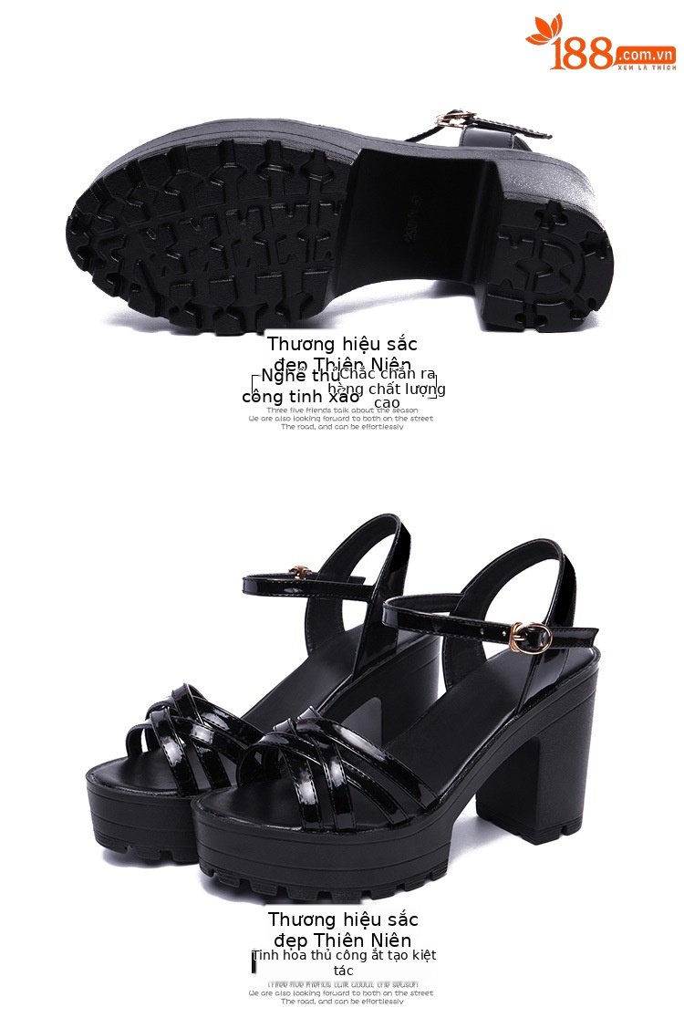 Sandal cao gót nữ kiểu Qipao đế xuồng platform gót dày 10 cm — Màu đen 10cm, Màu trắng 10cm, Màu đen 8cm, Trắng 8cm chi tiết 16