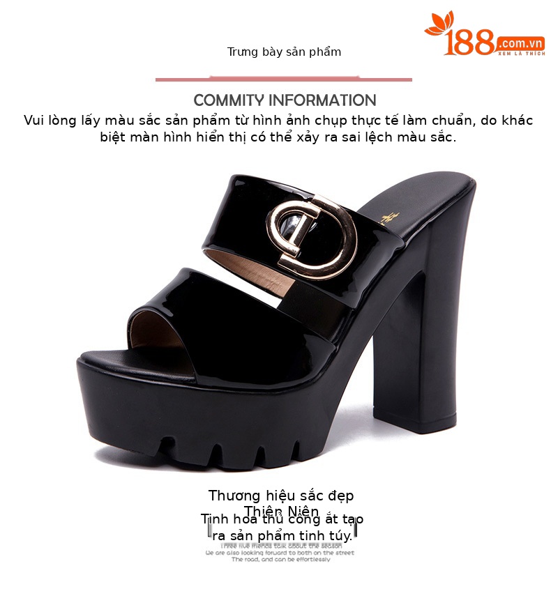 Dép sandal cao gót nữ mũi hở đế xuồng gót vuông 13 cm — Đỏ 13cm, Trắng 13cm, Đỏ 10cm, Đen 13cm chi tiết 13