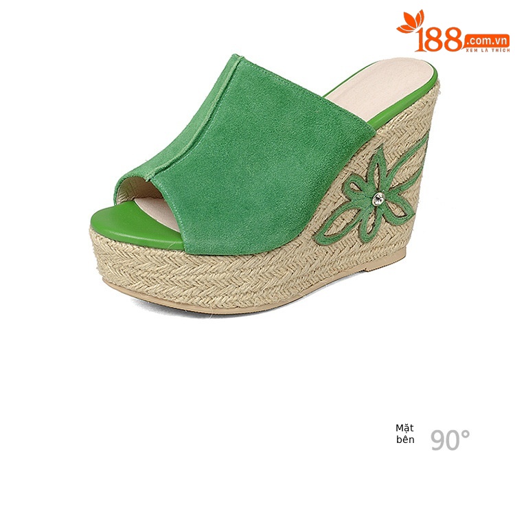 Dép cao gót nữ đế xuồng da bò mới, sandal quai ngang gót dày đi chơi — Màu camel chi tiết 6