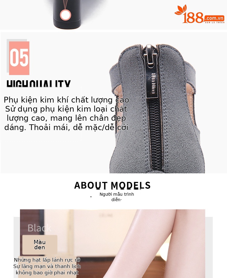 Sandal cao gót nữ hở mũi phong cách La Mã, gót dày đế xuồng 10–13 cm — Màu xanh 13cm, Màu Xanh Lá 10cm, Đen 13cm, Màu đen 10cm chi tiết 4