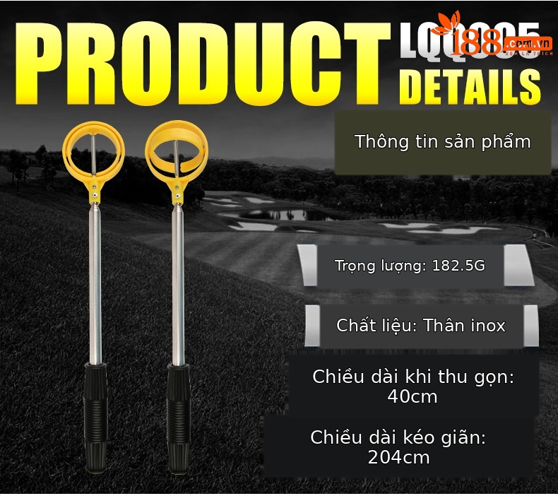 Dụng cụ vớt bóng golf PGM ống lồng tự do 2 mét — Thiết bị đánh bóng Đầu lò xo đôi LQQ005-8 chi tiết 9