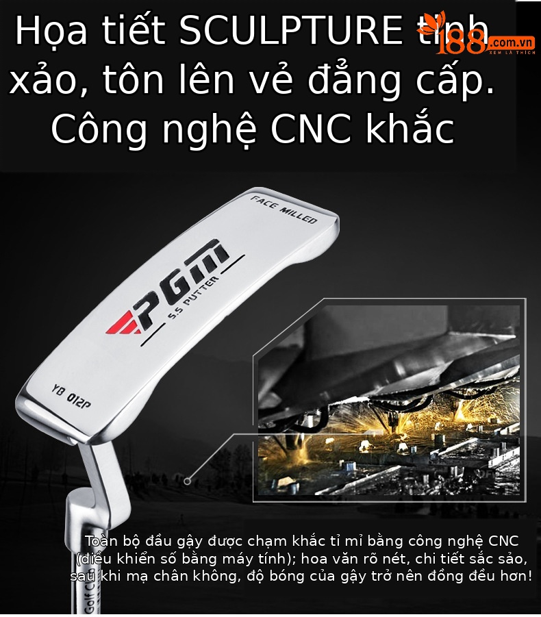 Gậy đánh golf PGM tay trái bằng thép không gỉ, đầu nhà sản xuất, dòng YB-012P — TUG027 Vàng, TUG027 màu đen, TUG027 màu bạc chi tiết 2