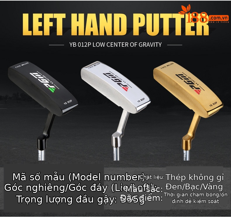 Gậy đánh golf PGM tay trái bằng thép không gỉ, đầu nhà sản xuất, dòng YB-012P — TUG027 Vàng, TUG027 màu đen, TUG027 màu bạc chi tiết 4