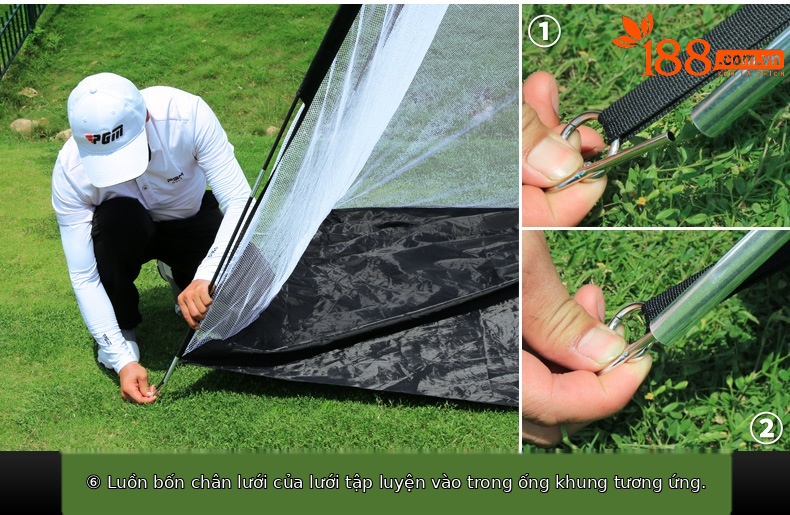 Lưới tập golf PGM trong nhà có lỗ cắt, khung lều dễ lắp, kích thước 2m hoặc 3m — [Gói] Lưới thực hành đệm 1x1.25 mét chi tiết 16