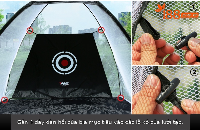 Lưới tập golf PGM trong nhà có lỗ cắt, khung lều dễ lắp, kích thước 2m hoặc 3m — [Gói] Lưới thực hành đệm 1x1.25 mét chi tiết 17