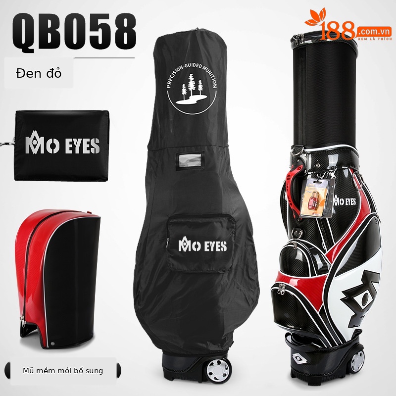 Túi đựng gậy golf PGM dạng ống kính thiên văn chống nước, cao 126 cm — Túi Kính thiên văn QB058MO EYES màu đỏ đen, QB058MO EYES Túi Kính thiên văn màu đen vàng
