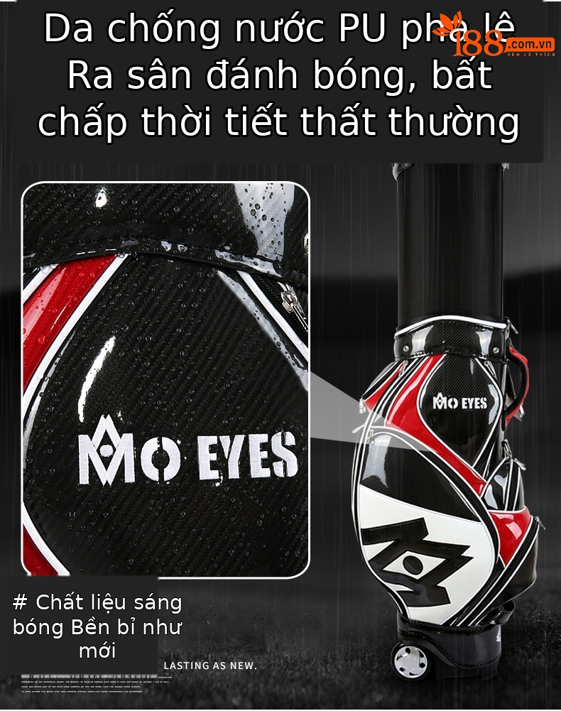 Túi đựng gậy golf PGM dạng ống kính thiên văn chống nước, cao 126 cm — Túi Kính thiên văn QB058MO EYES màu đỏ đen, QB058MO EYES Túi Kính thiên văn màu đen vàng chi tiết 2