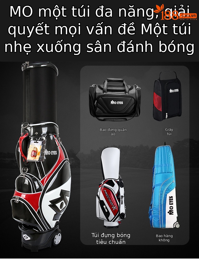 Túi đựng gậy golf PGM dạng ống kính thiên văn chống nước, cao 126 cm — Túi Kính thiên văn QB058MO EYES màu đỏ đen, QB058MO EYES Túi Kính thiên văn màu đen vàng chi tiết 5