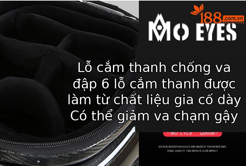 Túi đựng gậy golf PGM dạng ống kính thiên văn chống nước, cao 126 cm — Túi Kính thiên văn QB058MO EYES màu đỏ đen, QB058MO EYES Túi Kính thiên văn màu đen vàng chi tiết 18